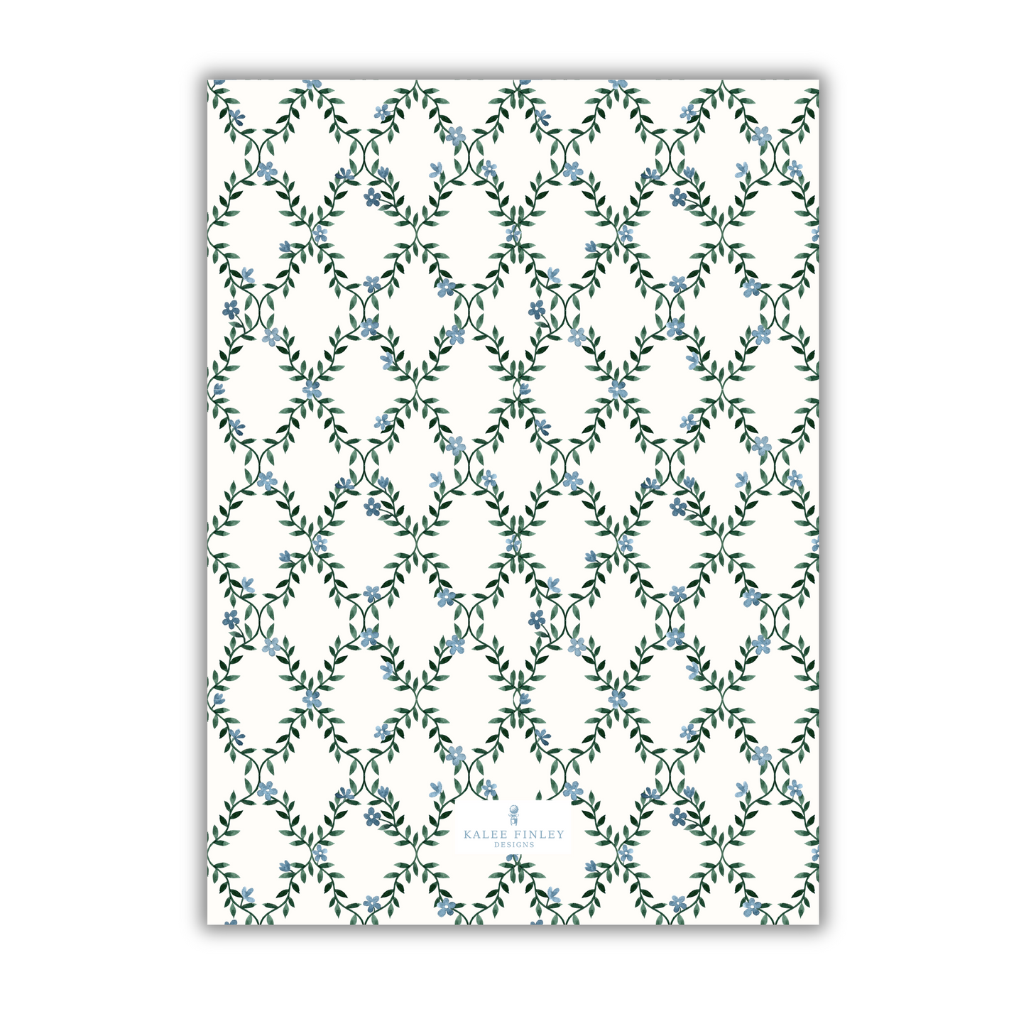 Blue Floral Christmas Card