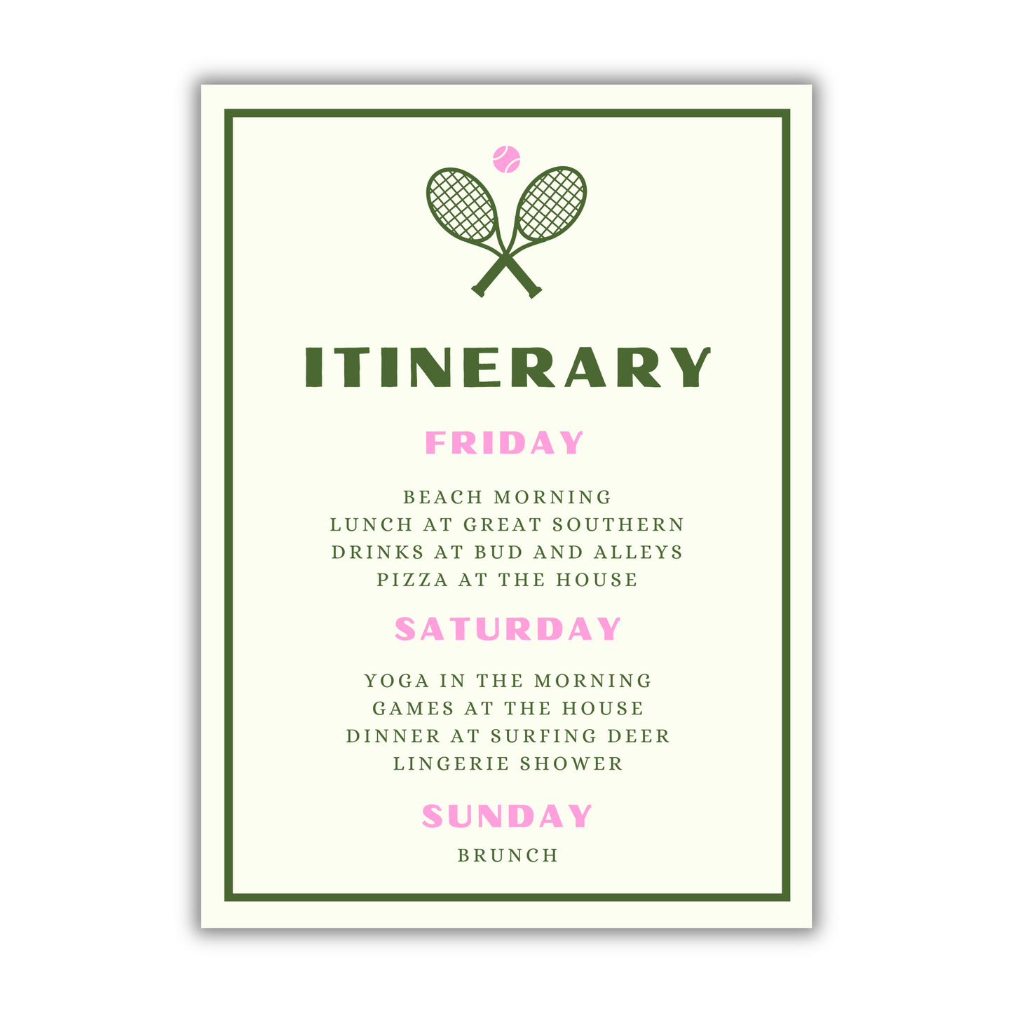Perfect Match Bachelorette Itinerary