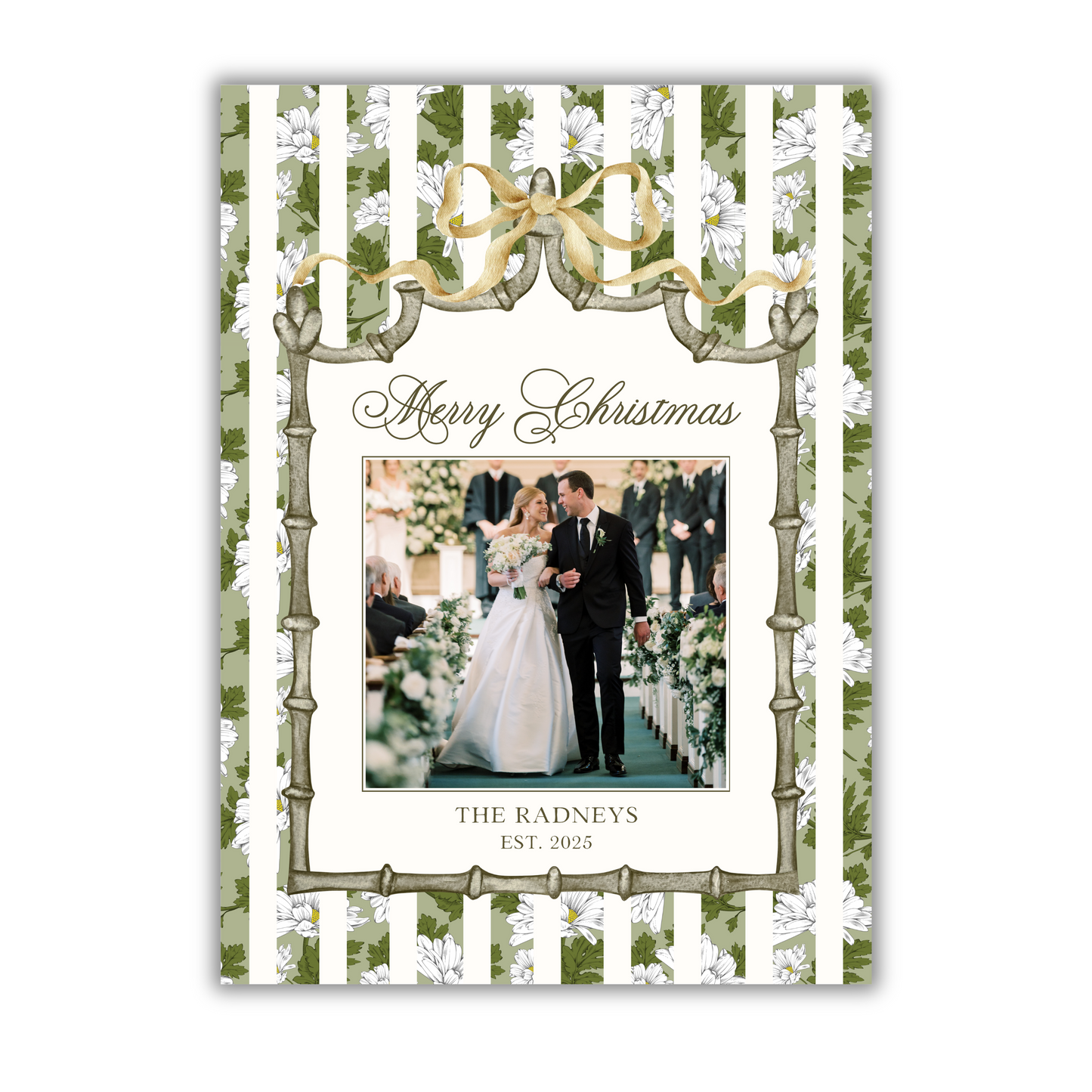 Green Floral Christmas Card