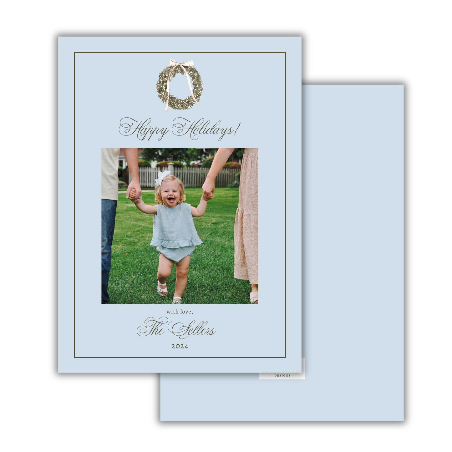 Happy Holidays - Light Blue Christmas Card