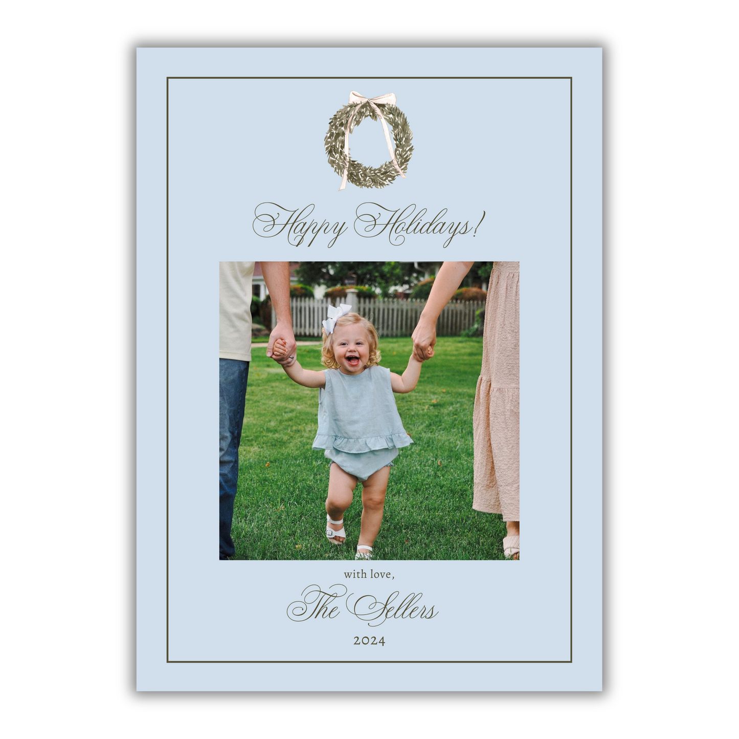 Happy Holidays - Light Blue Christmas Card