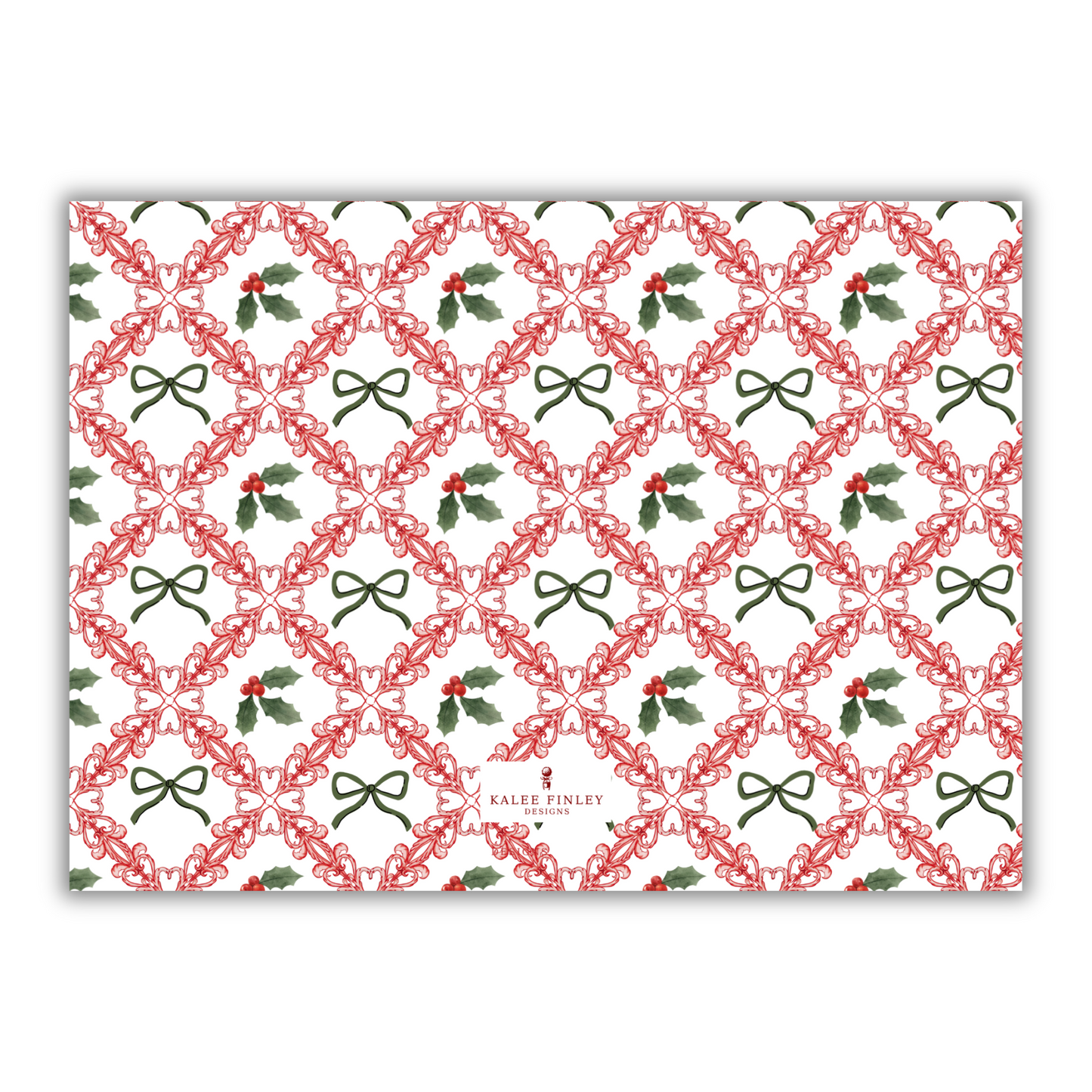 Bows and Mistletoe Horizontal Christmas Card