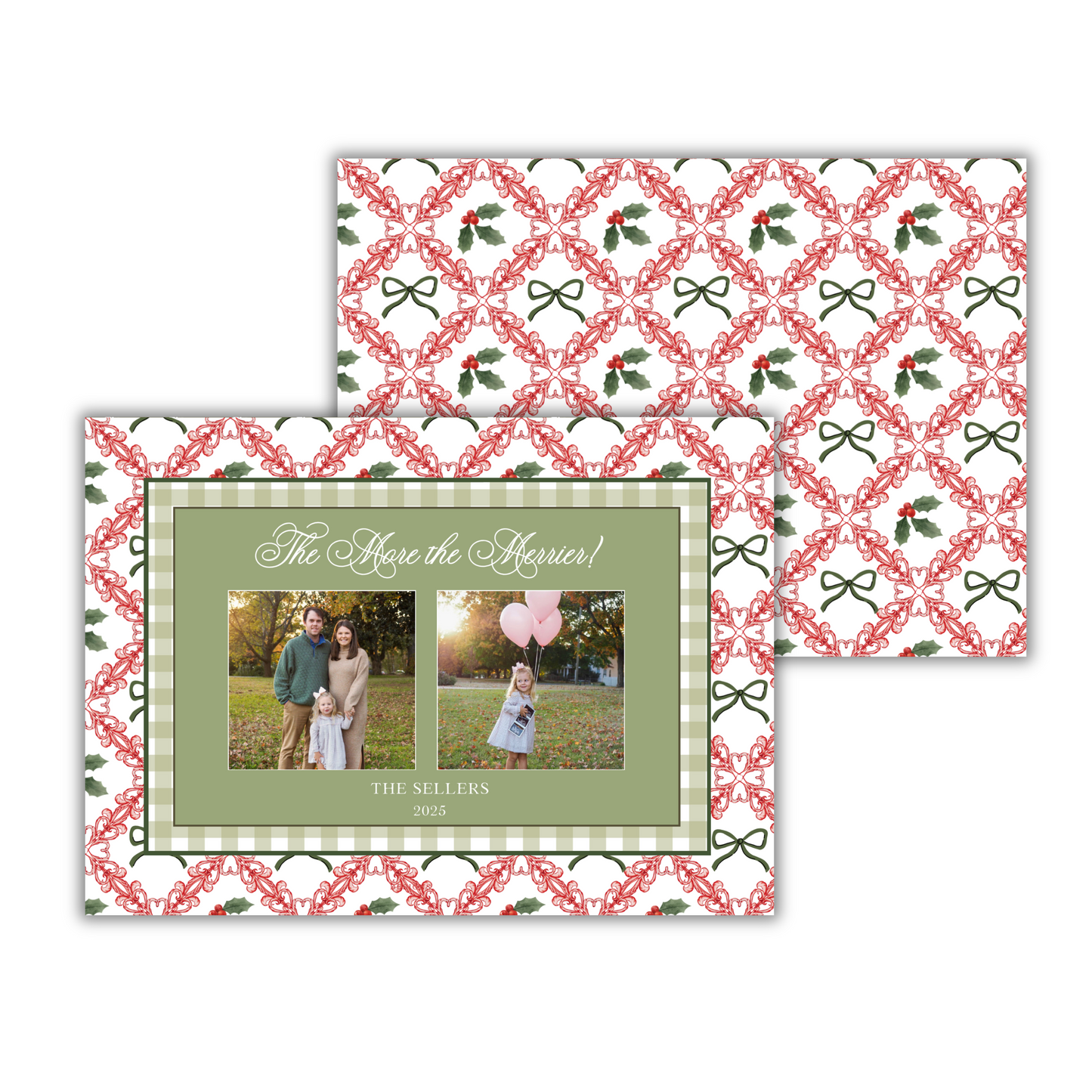 Bows and Mistletoe Horizontal Christmas Card