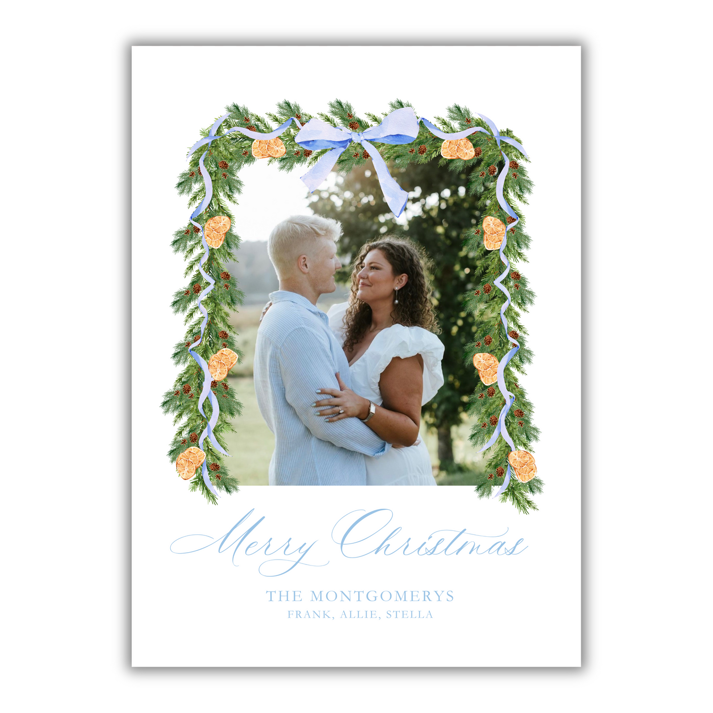 Blue Garland Christmas Card