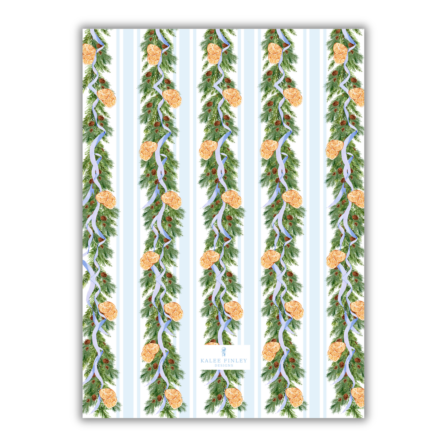 Blue Garland Christmas Card