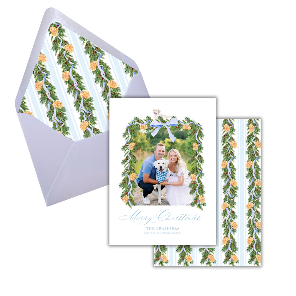 Blue Garland Christmas Envelope Liner