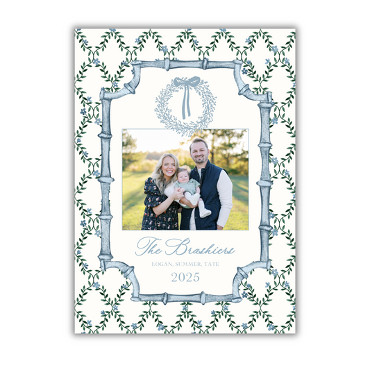 Blue Floral Christmas Card