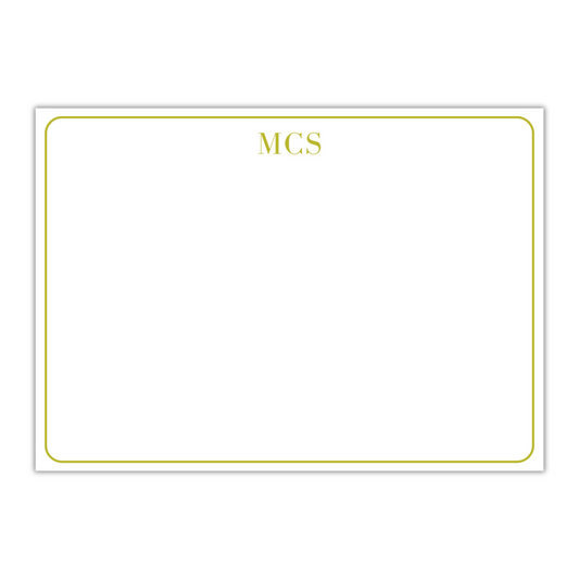 Simple Green Monogram Stationery