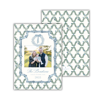 Blue Floral Christmas Card