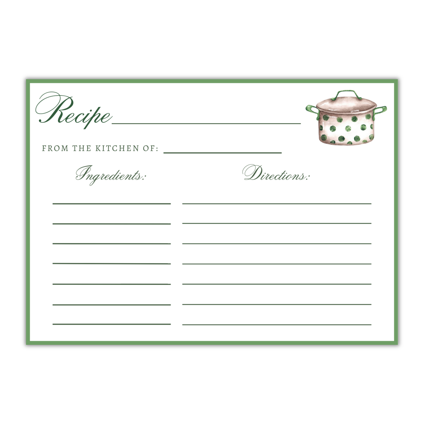 Recipe Cards - Green Polka Dot