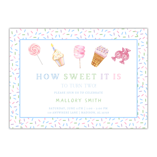 How Sweet it is Invitation - Blue