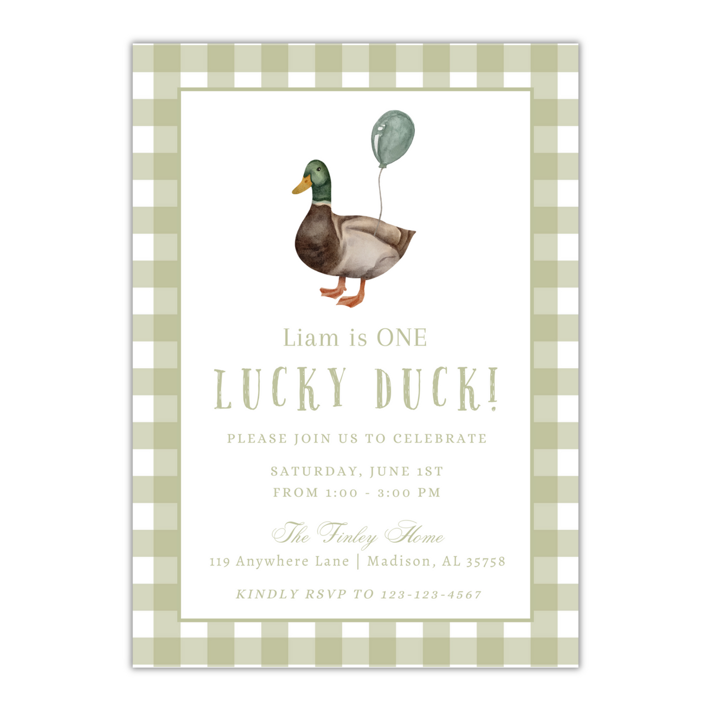 Lucky Duck Invitation