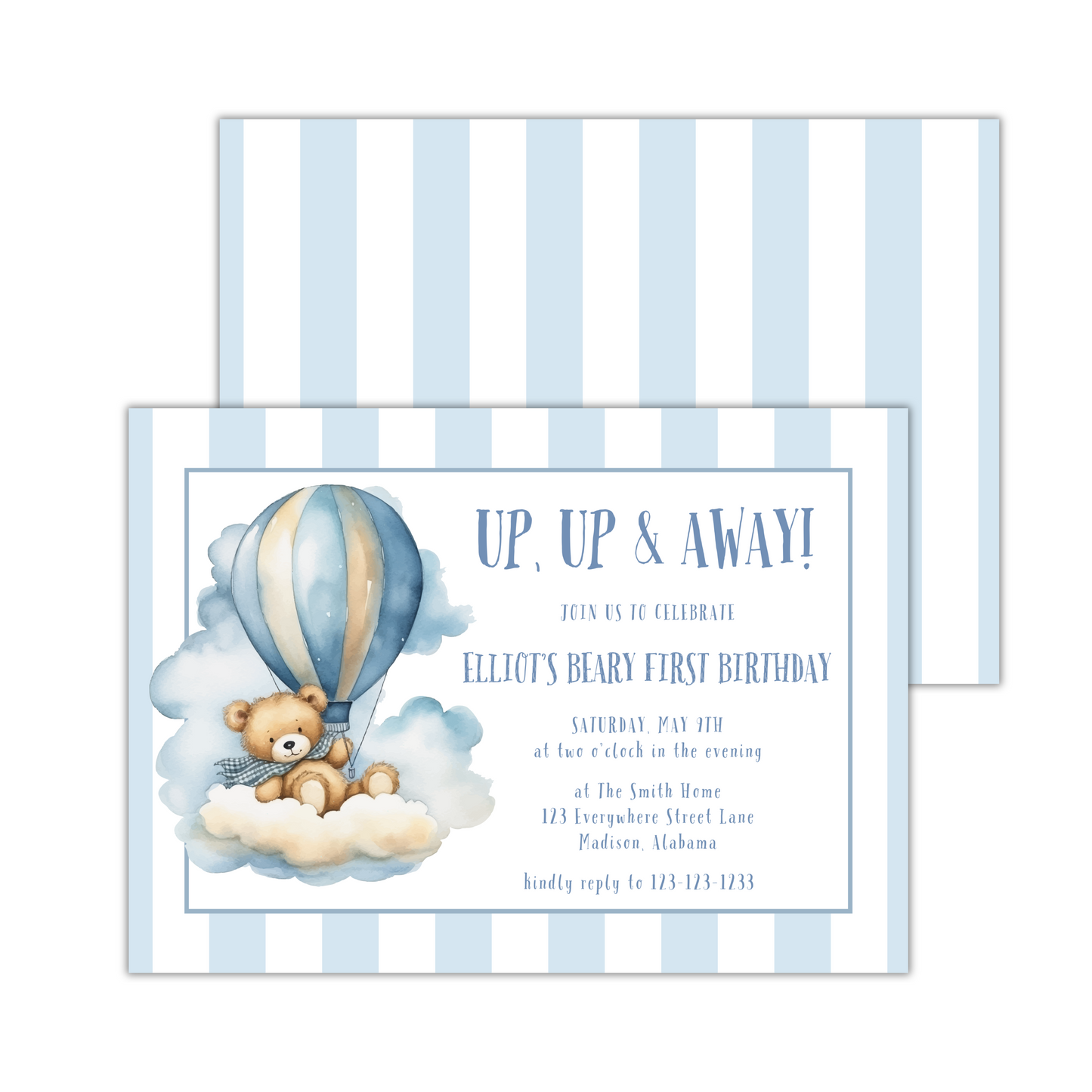 Up Up and Away Invitation - Blue