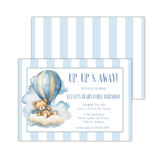 Up Up and Away Invitation - Blue