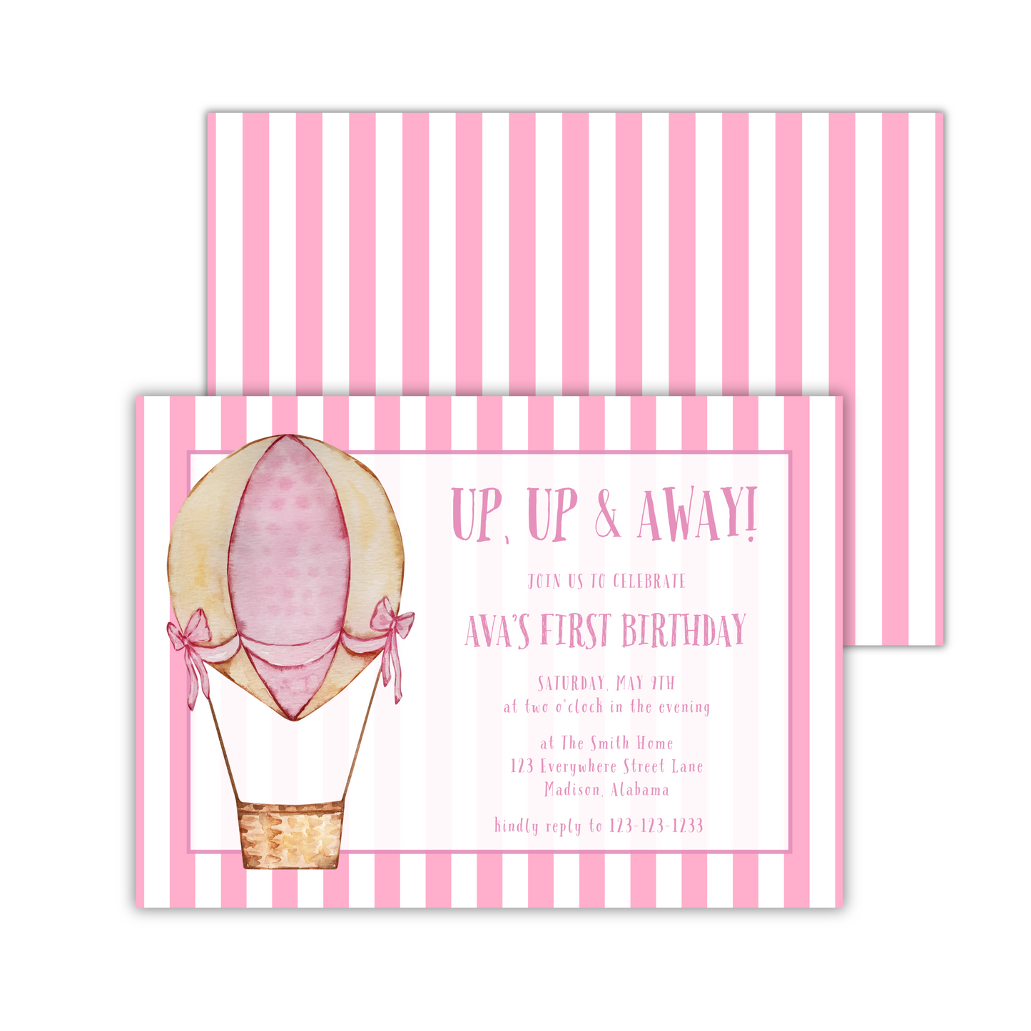 Up Up and Away Invitation - Pink