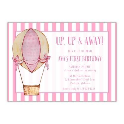 Up Up and Away Invitation - Pink