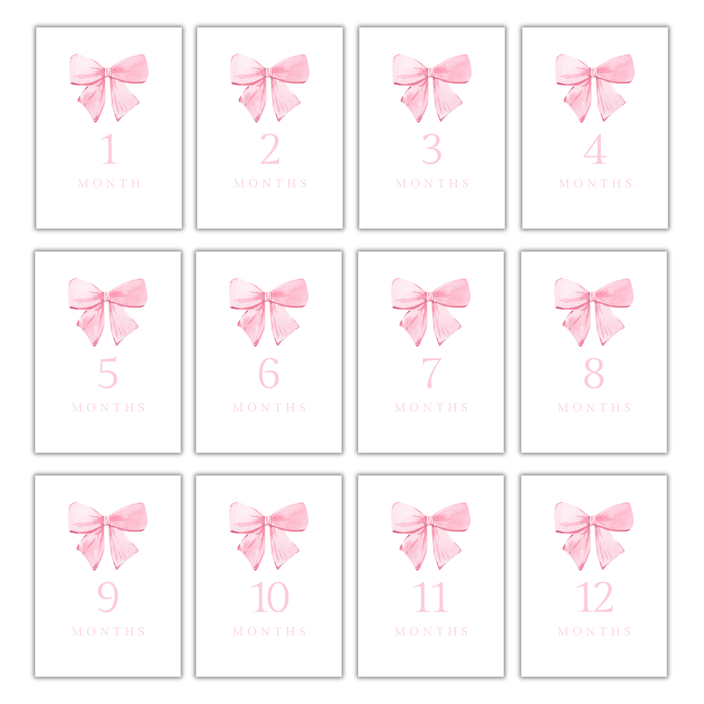 Pink Bow Milestone Cards