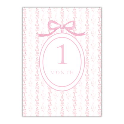 Pink Floral Bow Milestone Cards