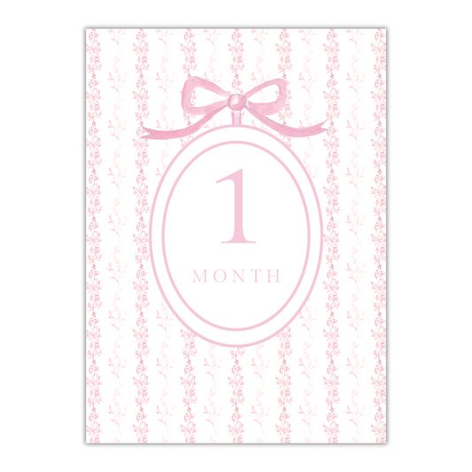 Pink Floral Bow Milestone Cards