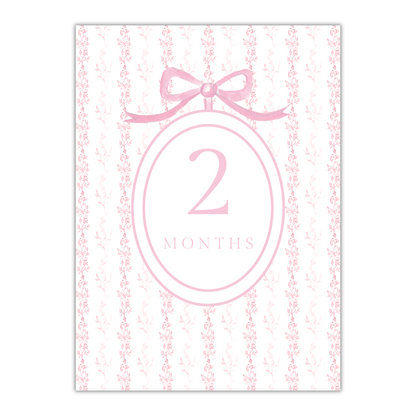 Pink Floral Bow Milestone Cards