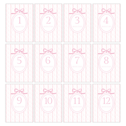 Pink Floral Bow Milestone Cards