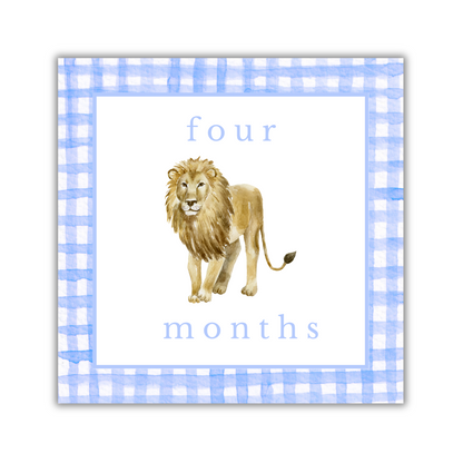 Boy Animal Milestone Cards - Gingham