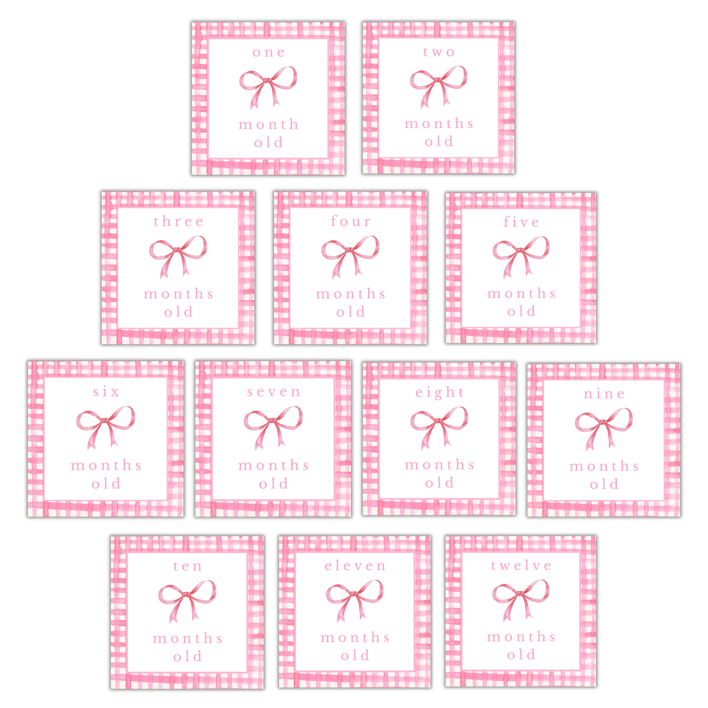 Pink Gingham Milestone Cards