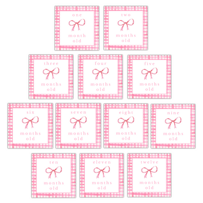 Pink Gingham Milestone Cards