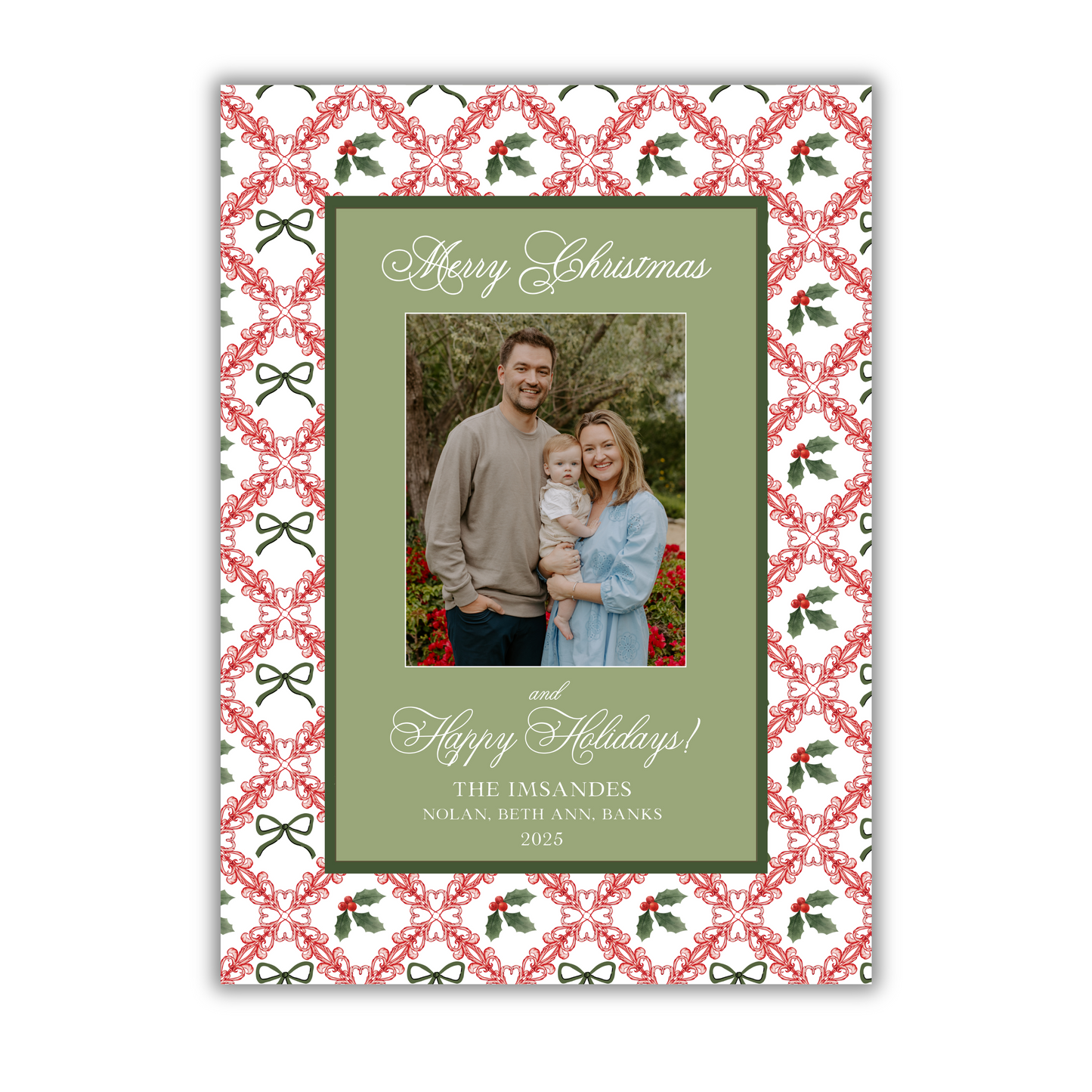 Bows and Mistletoes Christmas Card