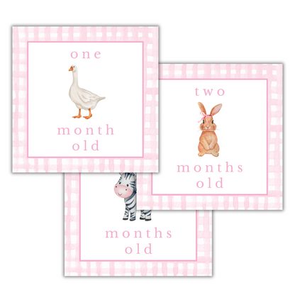 Pink Animal Milestone Cards