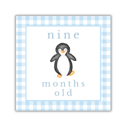 Blue Gingham Animal Milestone Cards