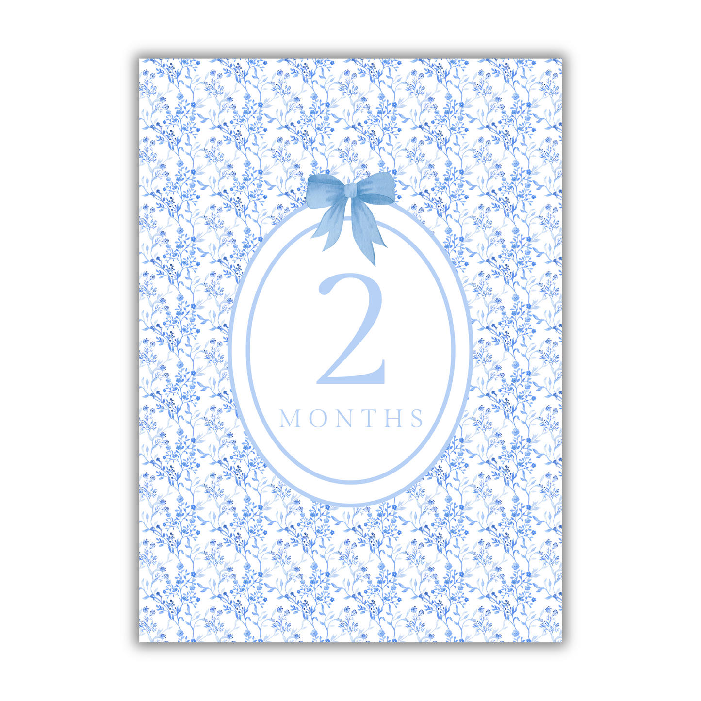 Blue Bow Floral Milestone Cards