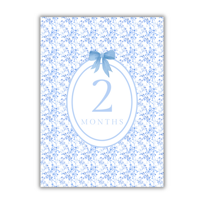 Blue Bow Floral Milestone Cards