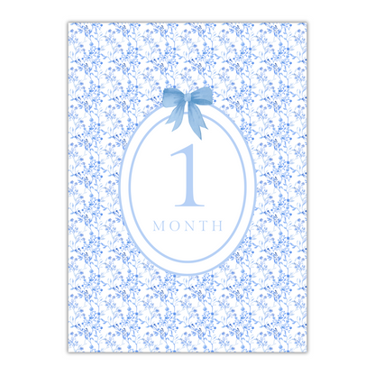 Blue Bow Floral Milestone Cards