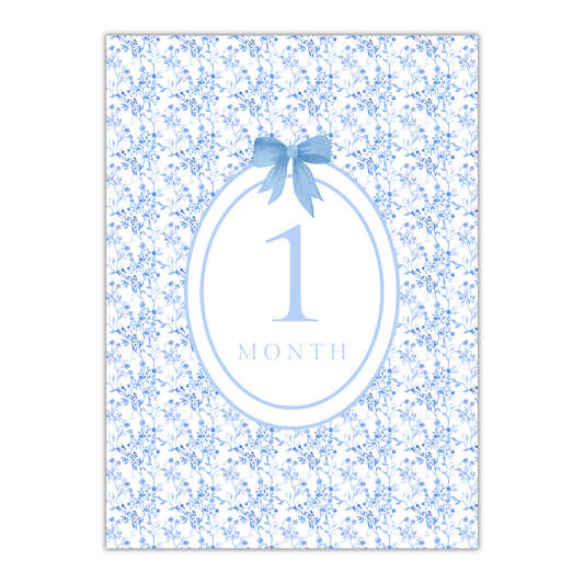 Blue Bow Floral Milestone Cards