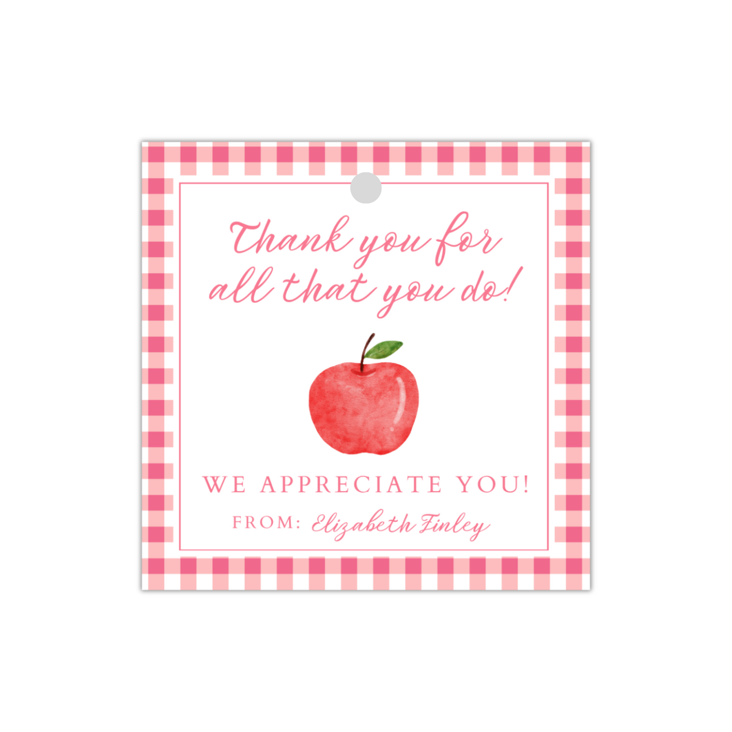 Teacher Appreciation Gift Tag - Apple