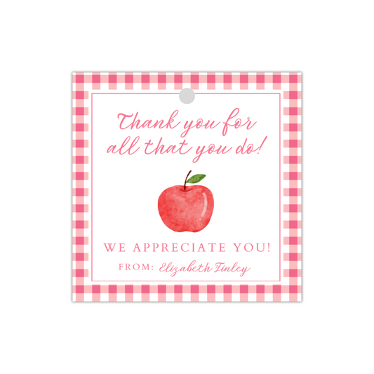 Teacher Appreciation Gift Tag - Apple