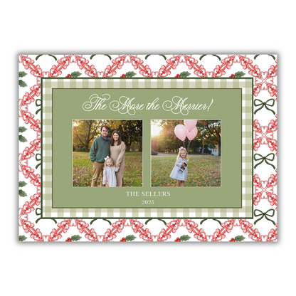 Bows and Mistletoe Horizontal Christmas Card