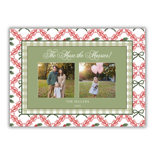 Bows and Mistletoe Horizontal Christmas Card