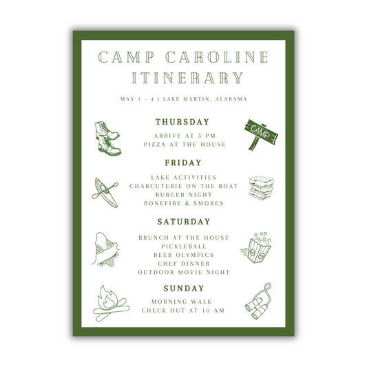 Camp Itinerary