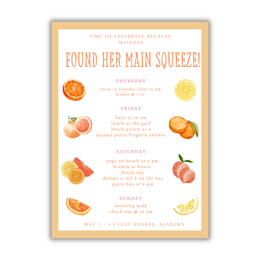 Main Squeeze Itinerary